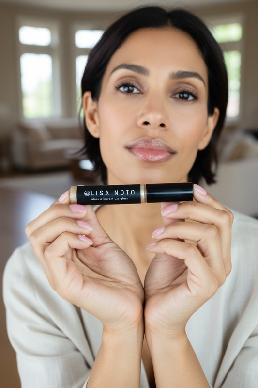 Clear Gloss with gold glitter