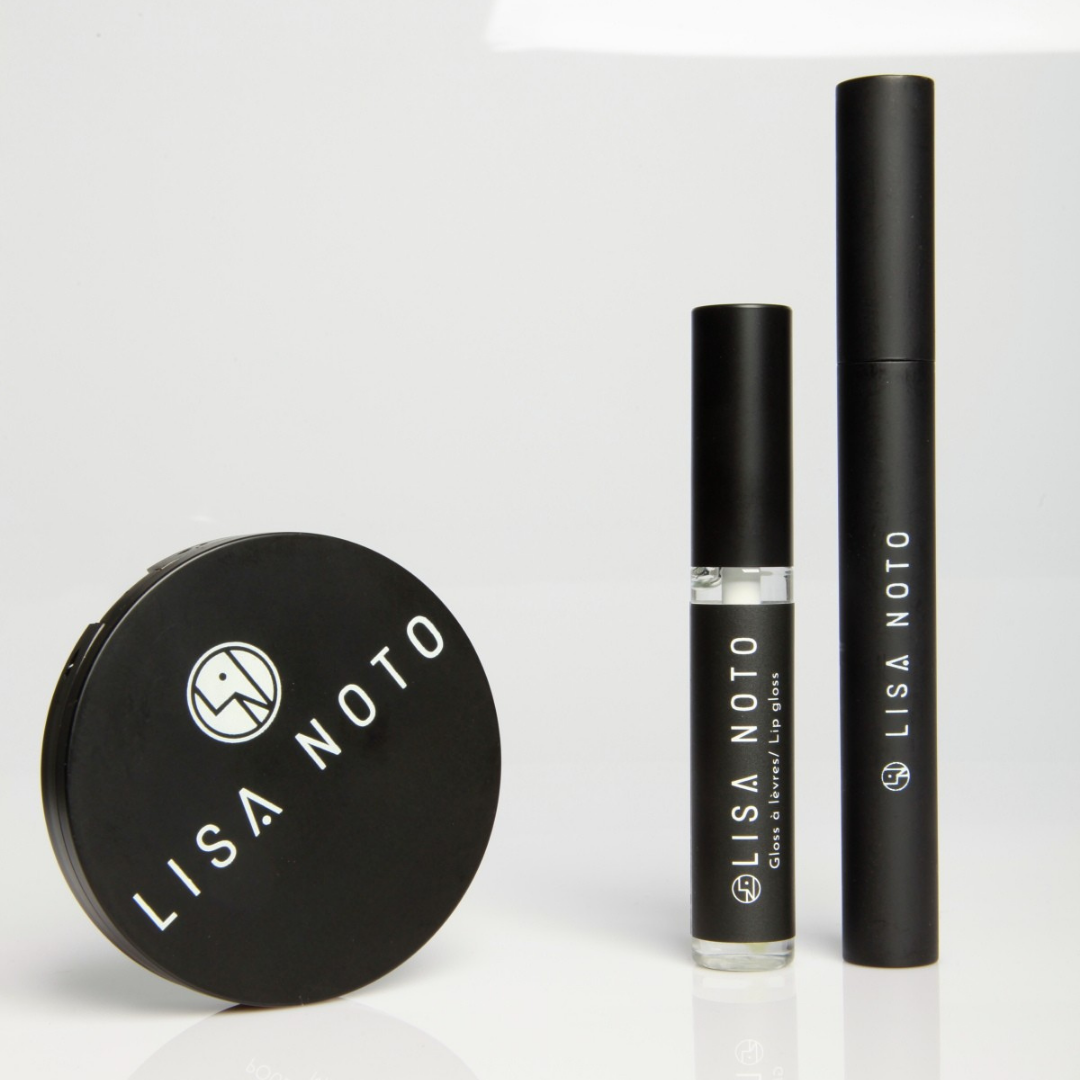 Complete makeup trio with volumizing mascara, mineral bronzer and hydrating lip gloss. Natural, radiant look in a few simple steps.