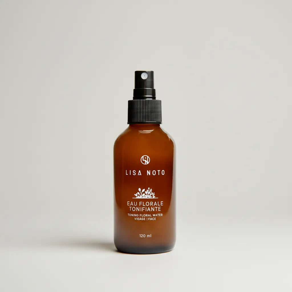 LISA NOTO’s Toning Floral Water, a delicate blend designed to hydrate, soothe, and refresh even the most sensitive and mature skin.